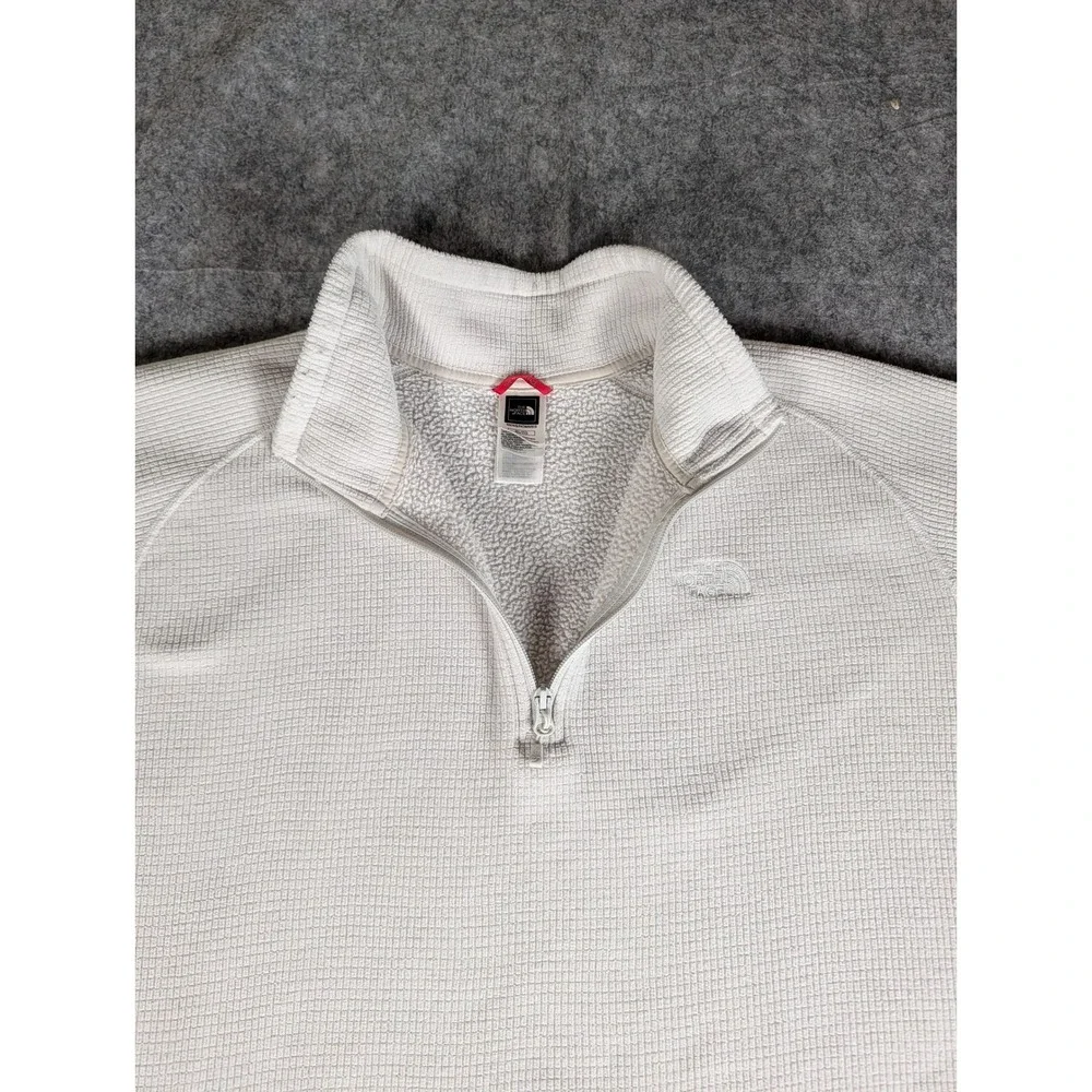 The North Face Mens Cream Waffle Knit 1/4 Zip Grid Fleece Pullover XL 4679 - Picture 6 of 13